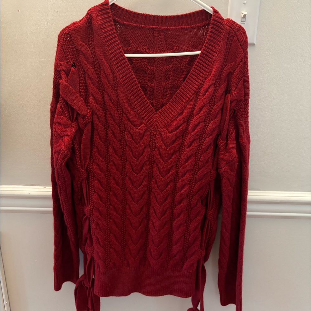 Red Cable Knit Sweater